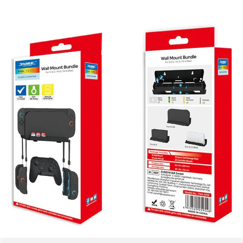 DOBE TNS-31113 – Wall Mount Bracket for Nintendo Switch & Switch OLED | Controller Hanger with Game Card Storage