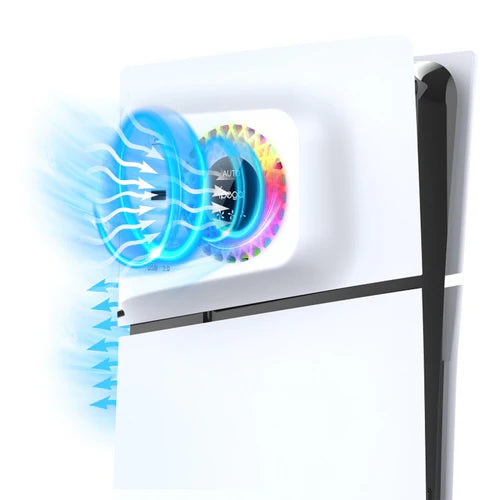 PG-P5S019 RGB Cooling Fan with 2 USB Ports for PS5 Slim – Auto-Sensing Cooler