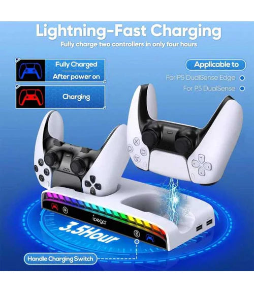 IPEGA Wall Mount Charging Dock with RGB Light for PS5 & PS5 Slim – PG-P5S011