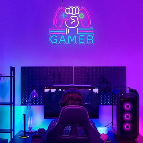 LED Neon Sign for Wall Decor – Gamer (39×32 cm)