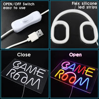 LED Neon Sign for Wall Decor – Game Room (27×18 cm)