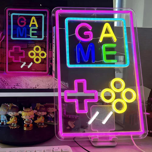 LED Neon Sign for Wall Decor – Handheld Game (38×25 cm)