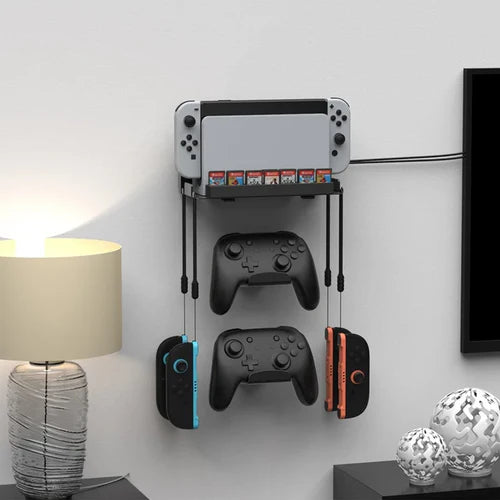 DOBE TNS-31113 – Wall Mount Bracket for Nintendo Switch & Switch OLED | Controller Hanger with Game Card Storage
