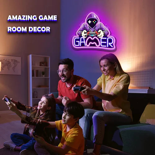 LED Neon Sign for Wall Decor – Gamer (37×31 cm)
