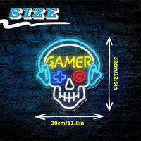 LED Neon Sign for Wall Decor – Gamer Skull (33×31 cm)