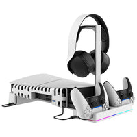 IPEGA RGB Horizontal Cooling Stand with Charging Station & Headset Holder for PS5 Slim & Pro