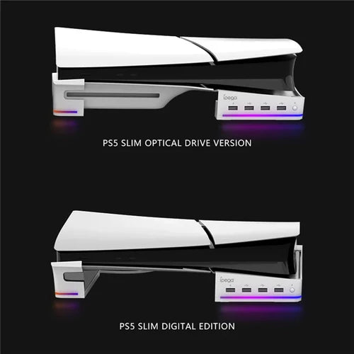 IPEGA RGB Horizontal Stand with 4 USB Ports for PS5 Slim & PS5 Pro – PG-P5S021