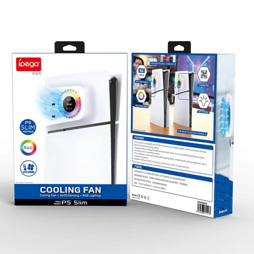 PG-P5S019 RGB Cooling Fan with 2 USB Ports for PS5 Slim – Auto-Sensing Cooler