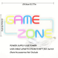 LED Neon Sign for Wall Decor – Game Zone (30×14 cm)