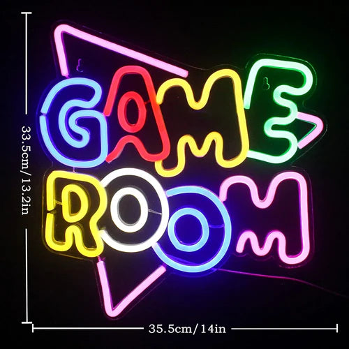 LED Neon Sign for Wall Decor – Game Room (35×32 cm)