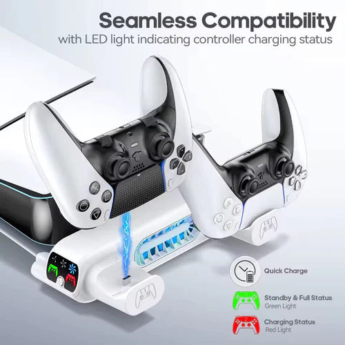 Horizontal Cooling Stand and Charging Station for PS5 Pro & PS5 Slim (Disc/Digital Edition)