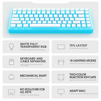 Onikuma G30 84-Key RGB Mechanical Keyboard (White) (Red Axis Switch, Cyan Axis Switch)